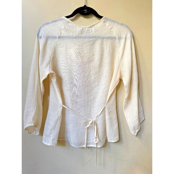 American Rag Women's Sheer Western Aztec Sz S Boho Embroider Top Peasant Hippie - Picture 2 of 15